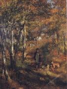 Pierre Renoir The Painter Jules Le Coeur walking his Dogs in the Forest of Fontainebleau oil